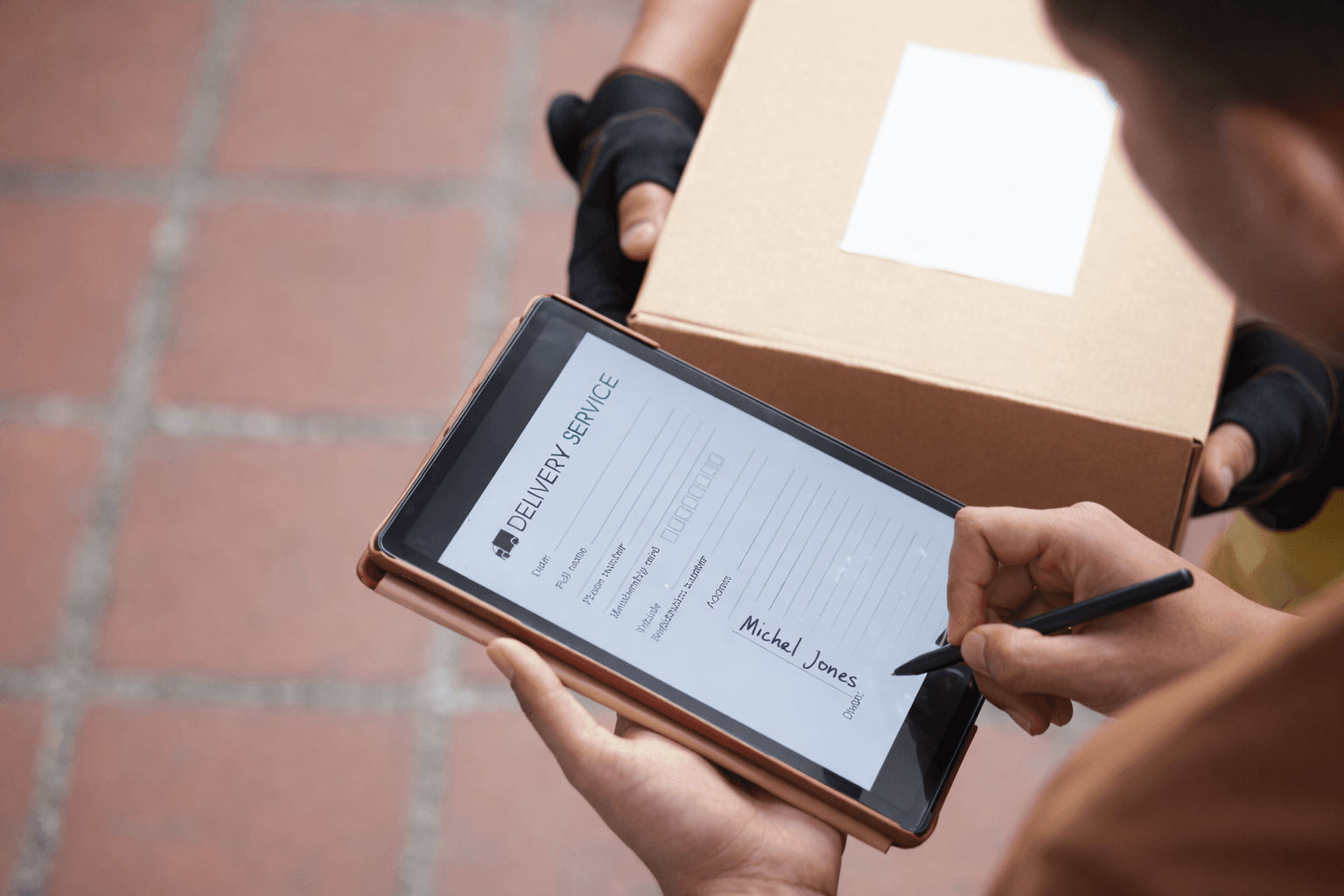 Customer confirming delivery digitally