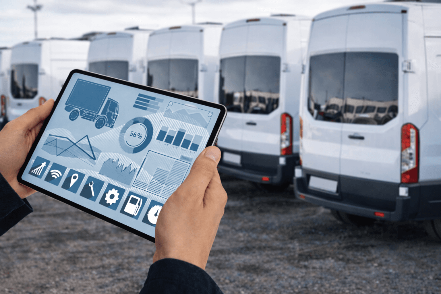 Warehouse operator managing tasks on a tablet