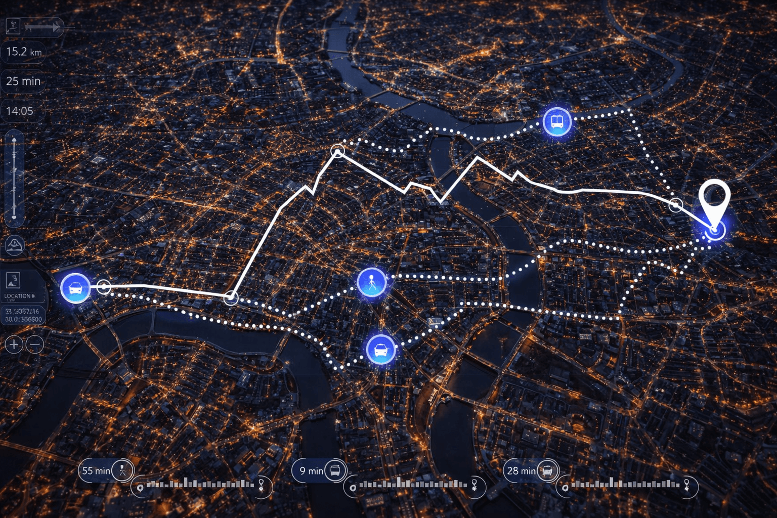 Waste collection truck on route